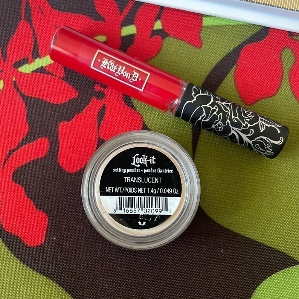 Brand New Kat Von D Set of 2 Vegan Eyeshadow Palettes, Setting Powder & Red Lip
